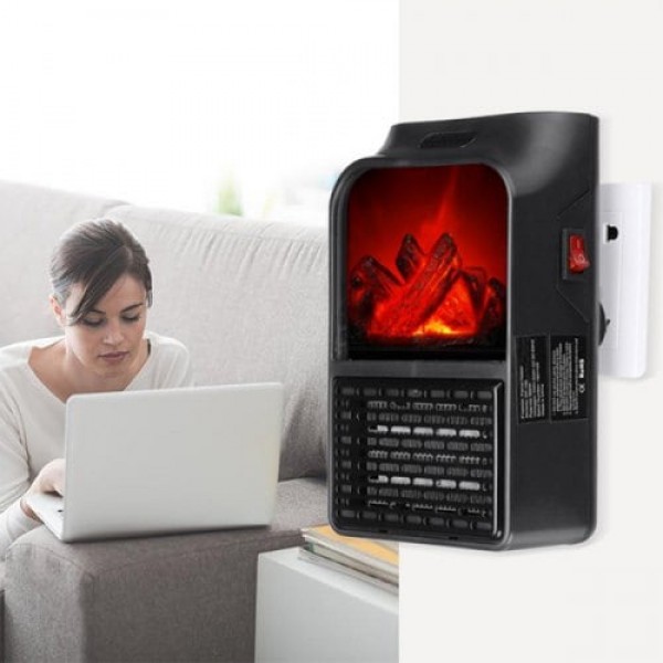         Flame Heater 900W Mini Portable Electric Fireplace Warmer
        